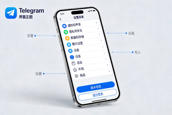 手机屏幕上显示Telegram应用设置菜单的示意图